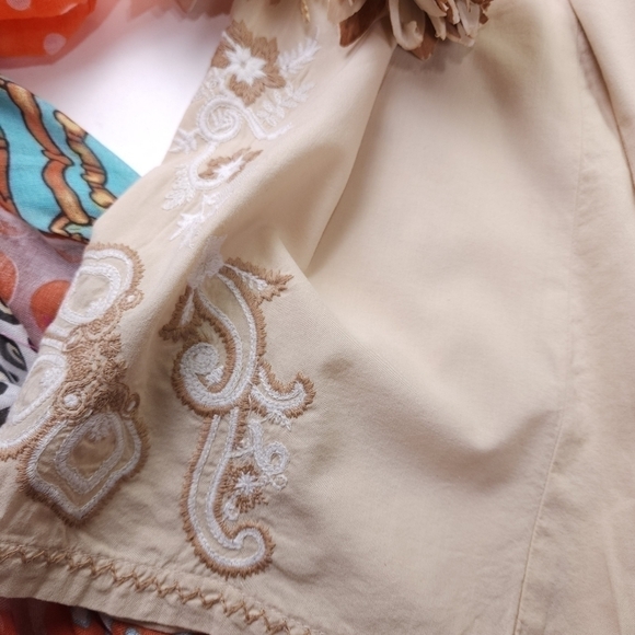 New Banana Republic Cotton Viscose Tan White Floral Embroidered Dress Sz… - Picture 10 of 14